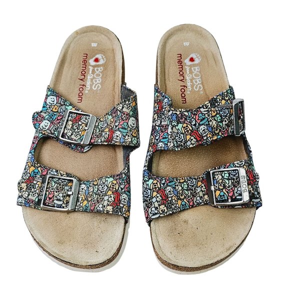 Bobs from Skechers Platform Bohemian Dog Print Double Buckle Sandals Sz 6 - Picture 3 of 7